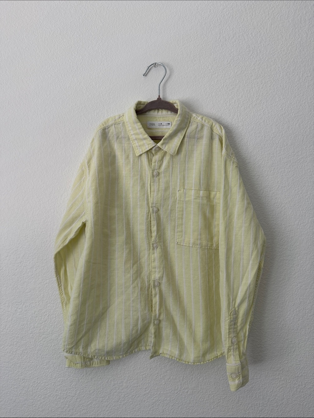 Zara Kids Light Yellow Stripe Button-Up Shirt